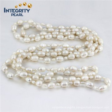 Multi-Size 4&8mm Rice Shape 60" Long Freshwater Cultured Pearl Necklace